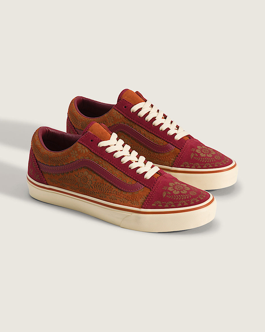 Vans Old Skool Red Orange Floral Print slip on shoes mens vans womens vans shoes slip on