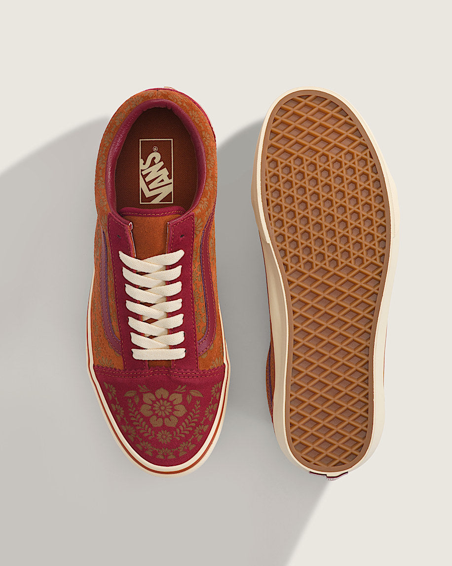 Vans Old Skool Red Orange Floral Print slip on shoes mens vans womens vans shoes slip on