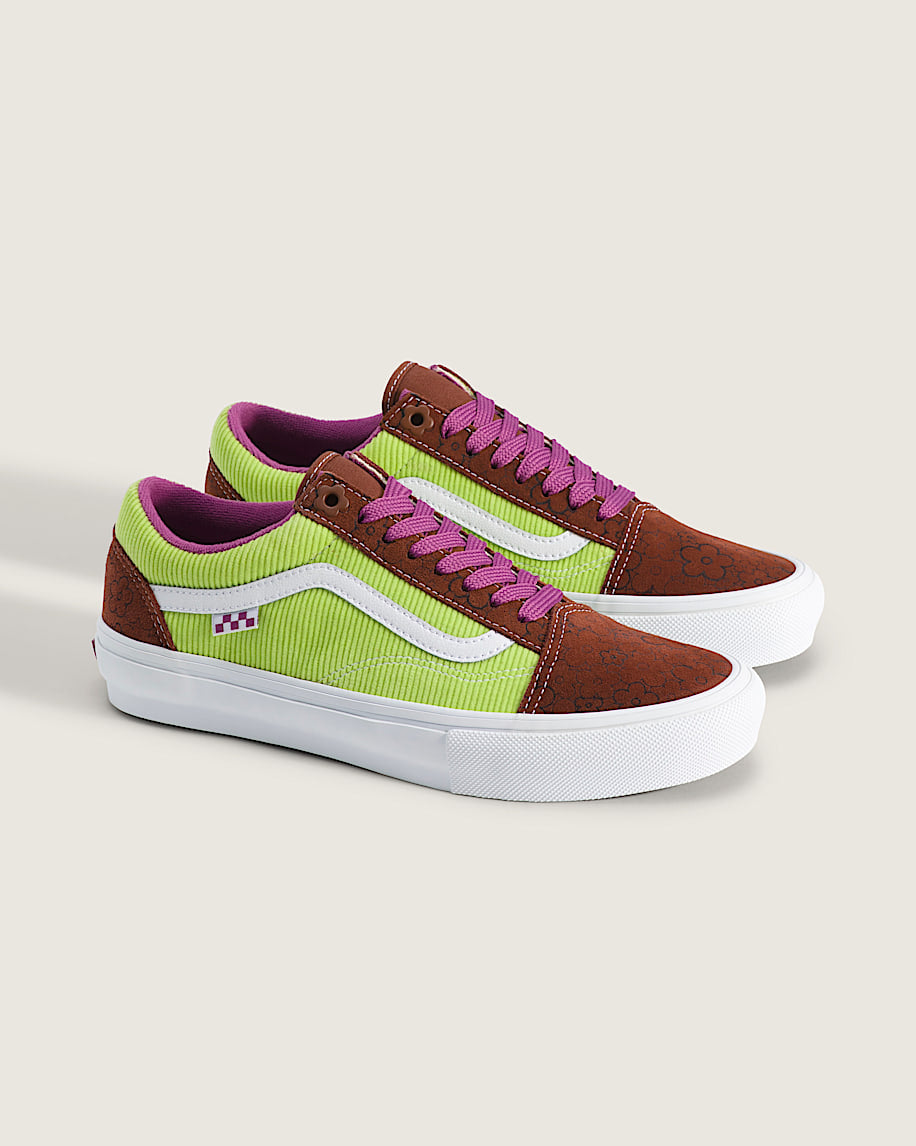 Vans Old Skool Brown Lime Green Corduroy slip on shoes mens vans womens vans shoes slip on