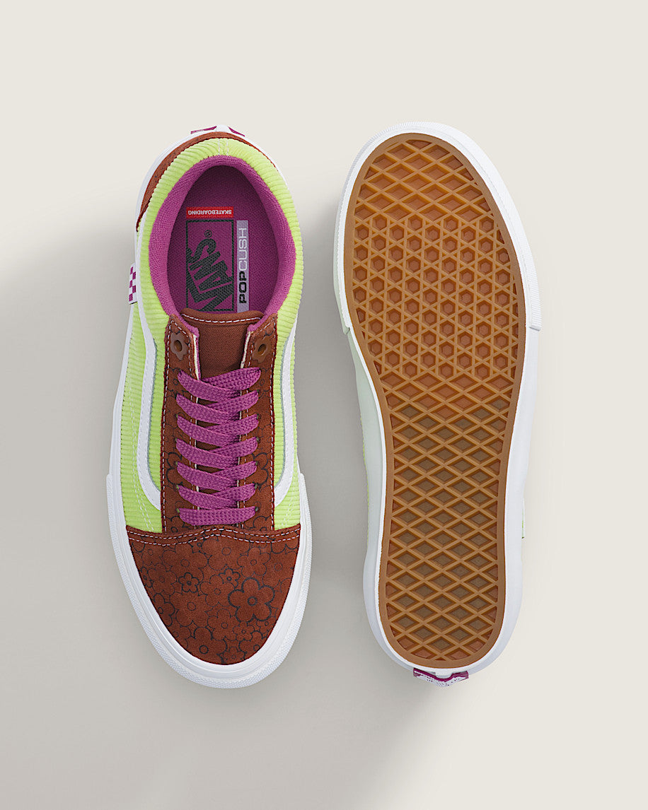 Vans Old Skool Brown Lime Green Corduroy slip on shoes mens vans womens vans shoes slip on