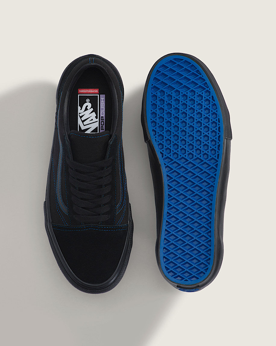 Vans Old Skool Black With Blue Stitching slip on shoes mens vans womens vans shoes slip on