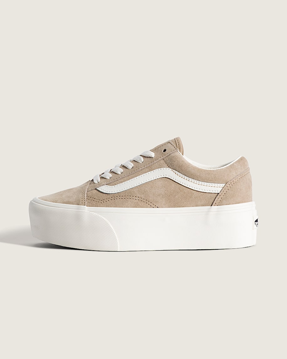 Vans Old Skool Stackform Beige White slip on shoes mens vans womens vans shoes slip on