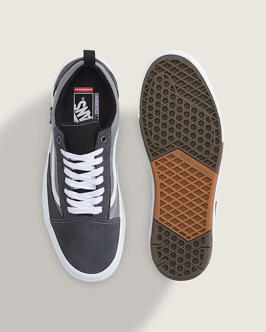 Vans Old Skool Skate Grey Black White slip on shoes mens vans womens vans shoes slip on