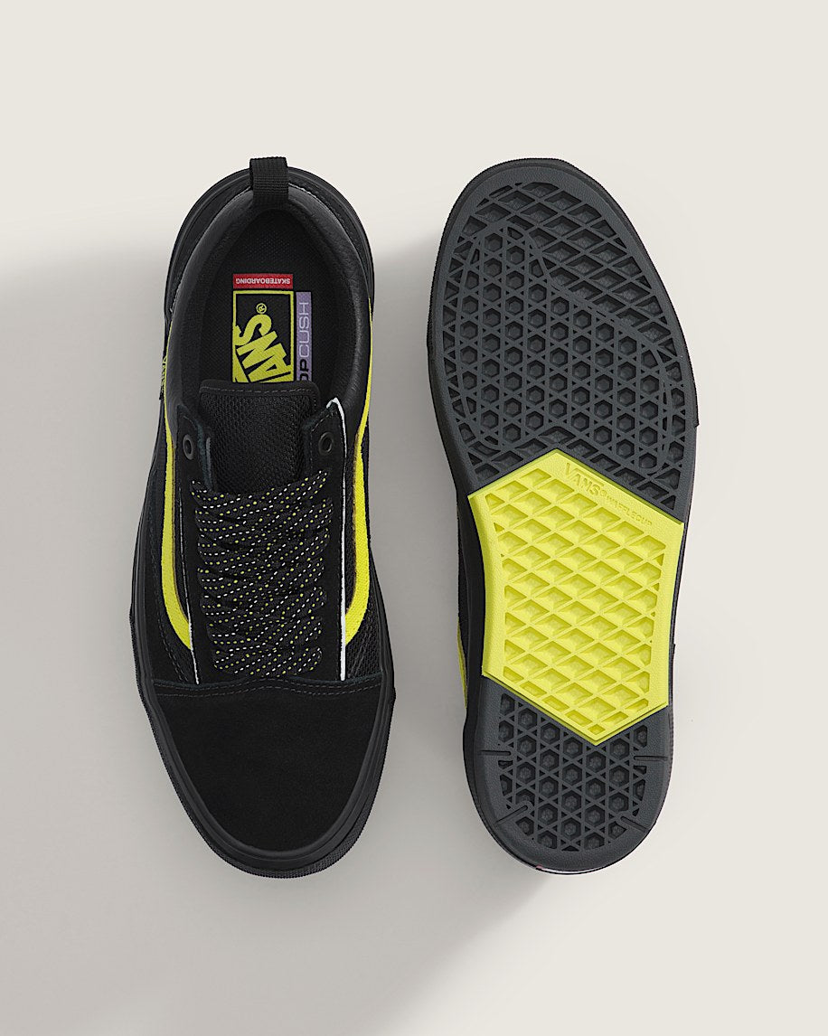 Vans Old Skool Skate Black Lime Yellow slip on shoes mens vans womens vans shoes slip on