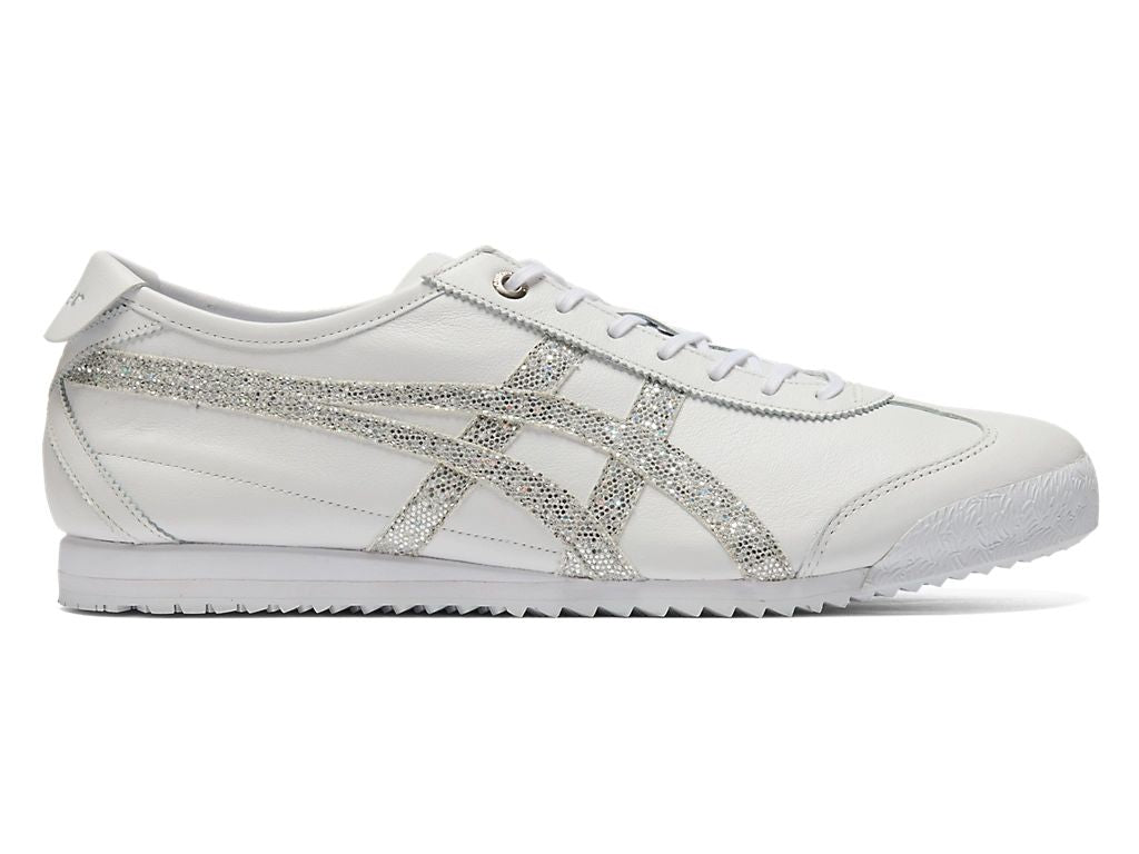 Onitsuka Tiger Mexico 66 Unisex Sneakers – White Leather Silver Glitter  running shoes women asics mens shoes