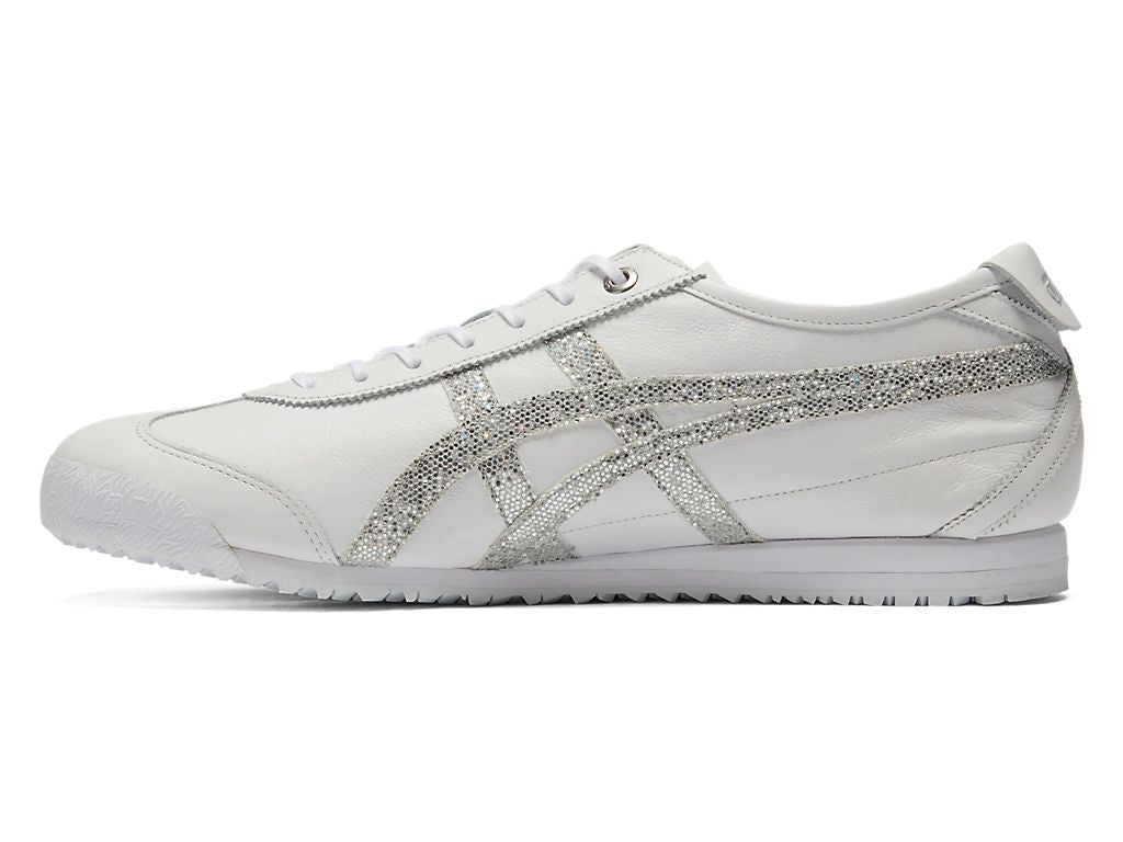Onitsuka Tiger Mexico 66 Unisex Sneakers – White Leather Silver Glitter  running shoes women asics mens shoes