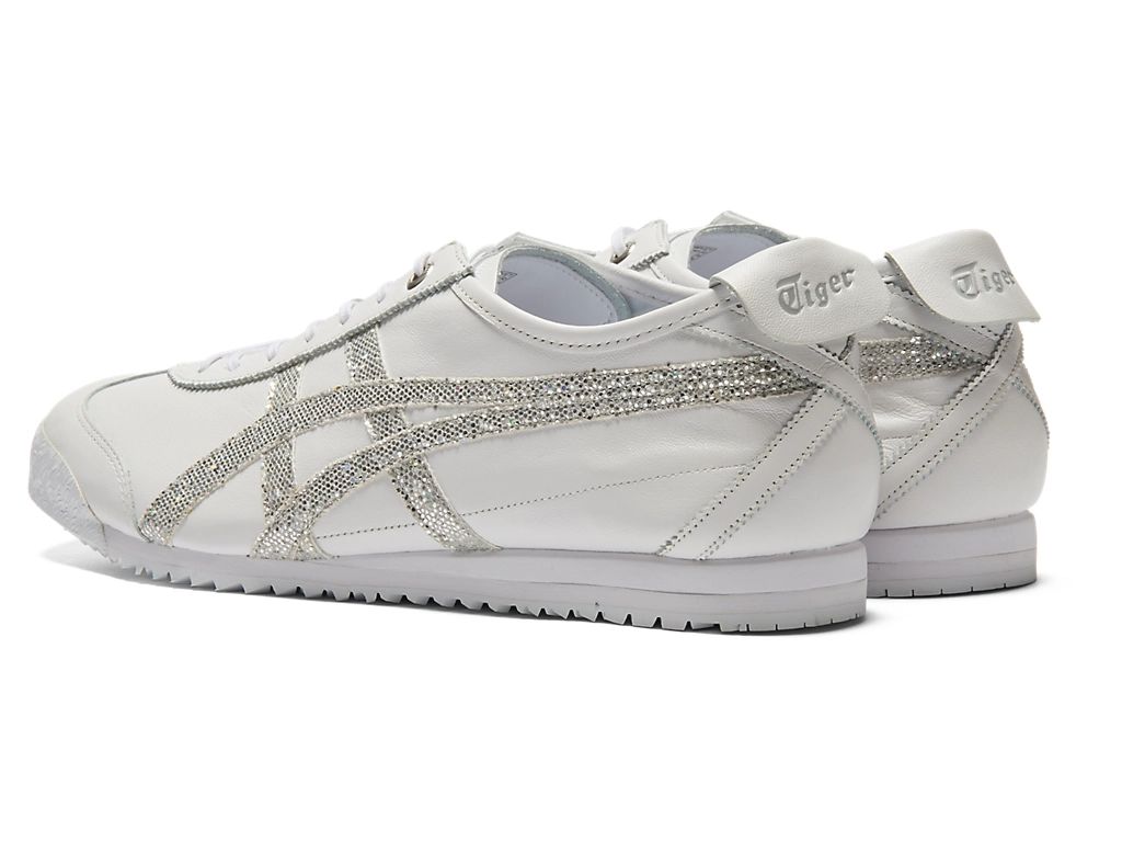 Onitsuka Tiger Mexico 66 Unisex Sneakers – White Leather Silver Glitter  running shoes women asics mens shoes
