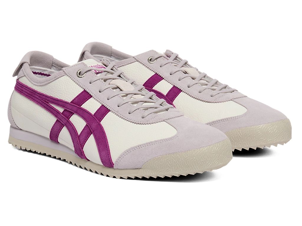 Onitsuka Tiger Mexico 66 Unisex Sneakers – Cream Light Gray Purple Stripe  running shoes women asics mens shoes