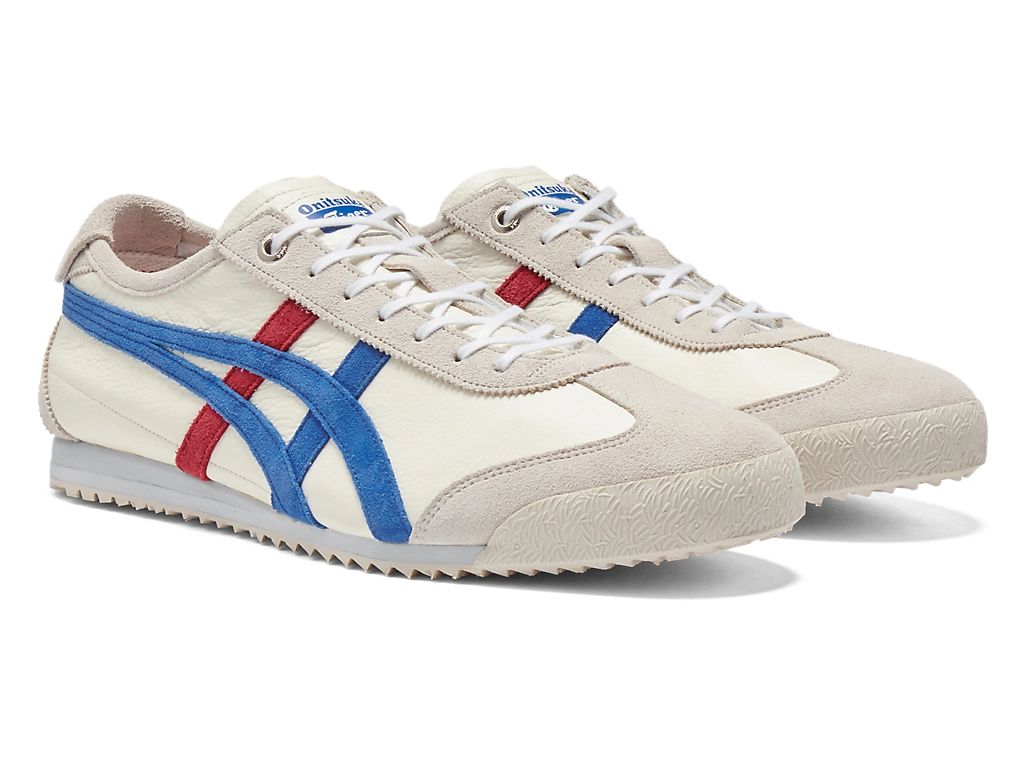 Onitsuka Tiger Mexico 66 Unisex Sneakers – Cream Blue Red Stripe  running shoes women asics mens shoes