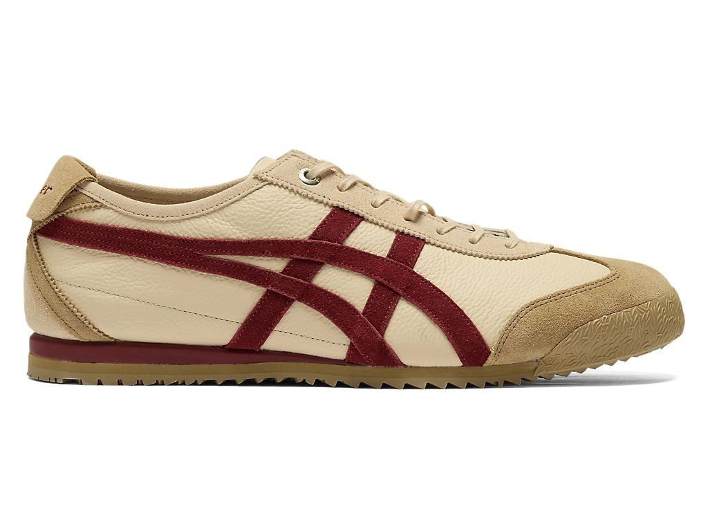 Onitsuka Tiger Mexico 66 Unisex Sneakers – Beige Burgundy Stripe  running shoes women asics mens shoes