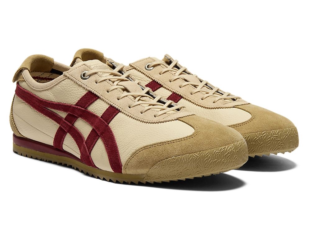 Onitsuka Tiger Mexico 66 Unisex Sneakers – Beige Burgundy Stripe  running shoes women asics mens shoes