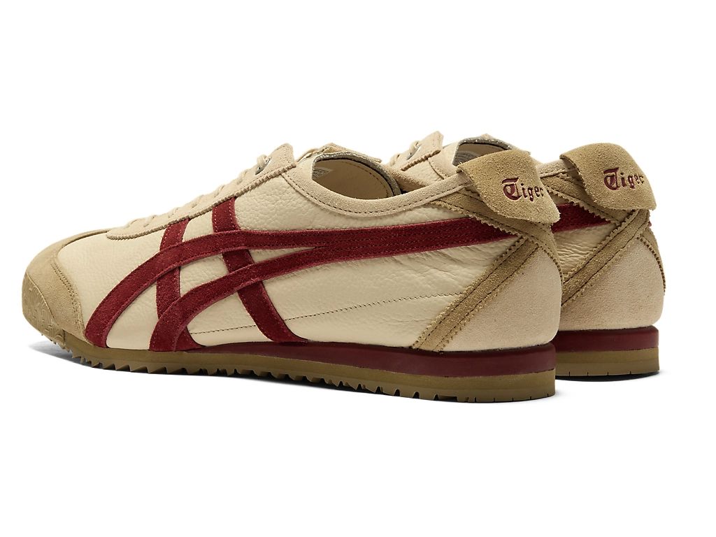 Onitsuka Tiger Mexico 66 Unisex Sneakers – Beige Burgundy Stripe  running shoes women asics mens shoes