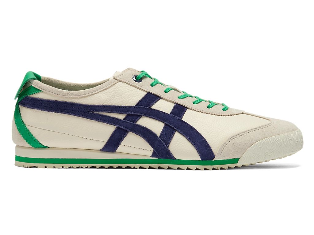Onitsuka Tiger Mexico 66 Unisex Sneakers – Cream Navy Green Stripe  running shoes women asics mens shoes