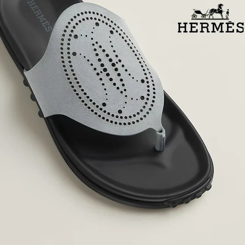 Hermès Multicolor Suede Flat Slide Sandals