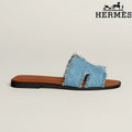 Hermès Heeled Slide Sandal Bronze Metallic Leather