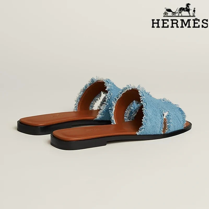 Hermès Heeled Slide Sandal Bronze Metallic Leather