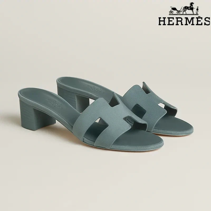 Hermès Oasis Grey-Green Heeled Sandal