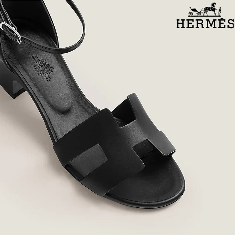 Hermès Oasis Black Heeled Sandal