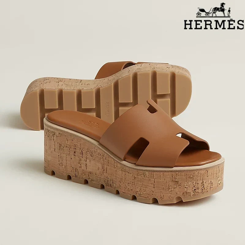 Hermès Eze Brown Wedge Sandal