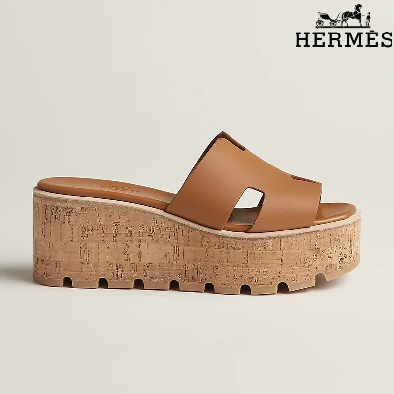Hermès Eze Brown Wedge Sandal