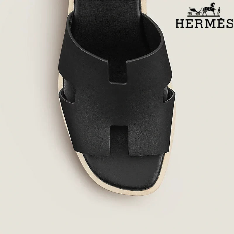 Hermès Eze Black Wedge Sandal