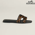 Hermès Oran Leopard Print Flat Sandal
