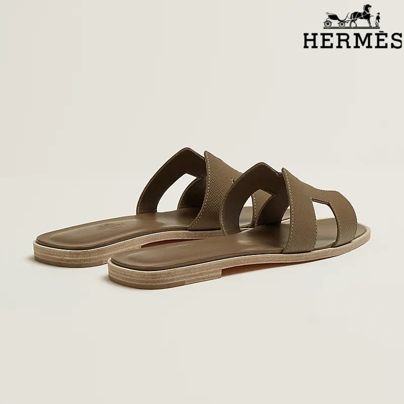 Hermès Oran Taupe Flat Sandal