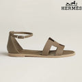 Hermès Santorini Taupe Flat Sandals