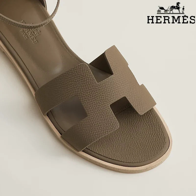Hermès Santorini Taupe Flat Sandals