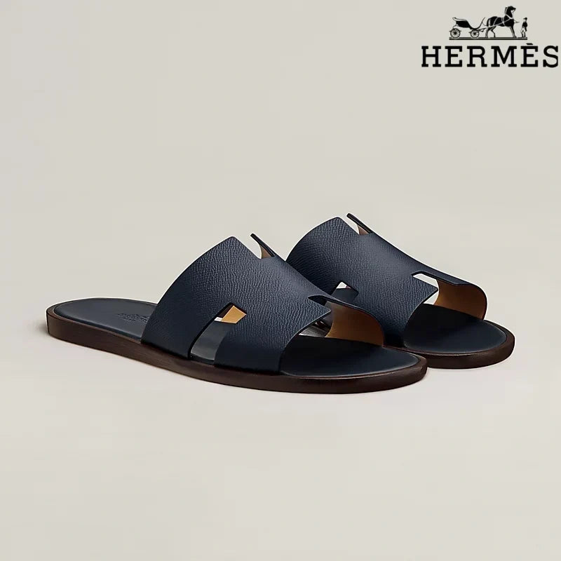 Hermès Oran Navy Flat Sandals