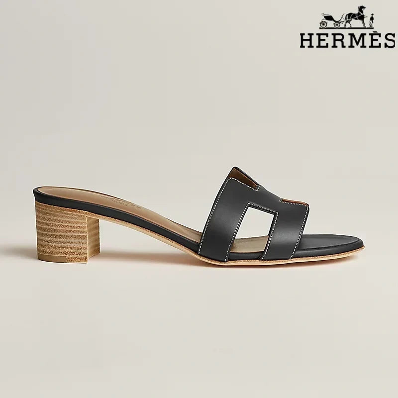 Hermès Brown Leather Oran Slide Sandals