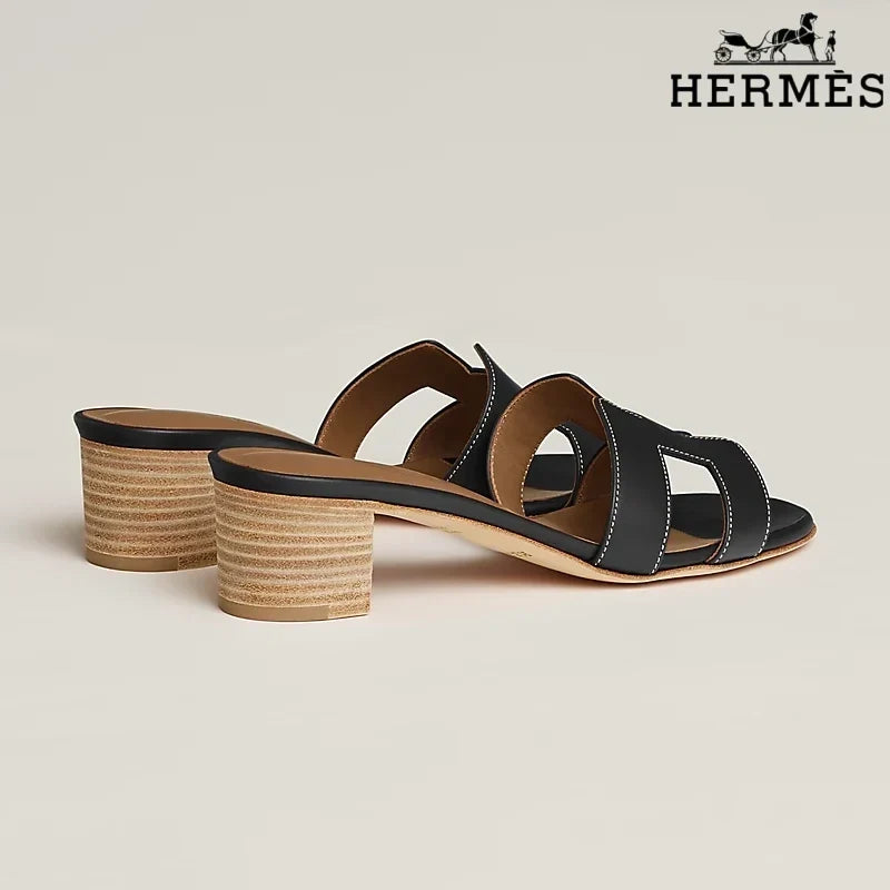 Hermès Brown Leather Oran Slide Sandals