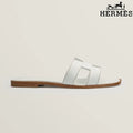 Hermès  female slides White Leather Oran Slide Sandals