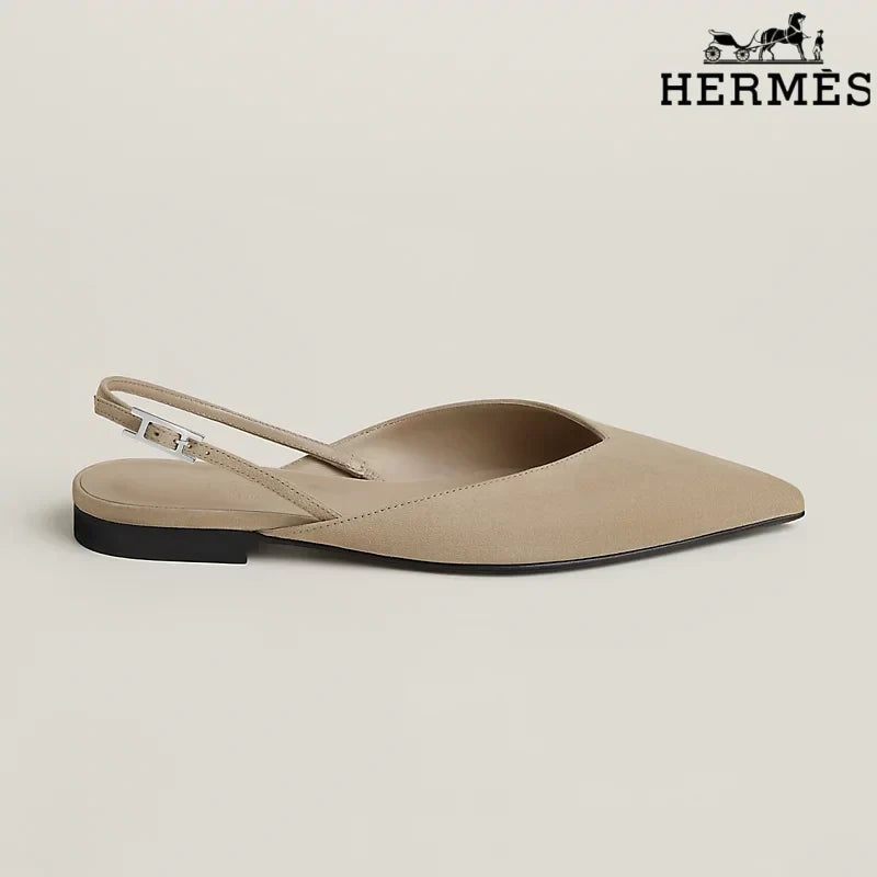 Hermès Beige Suede Slingback Flats