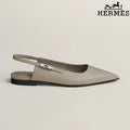 Hermès Burgundy Leather Slingback Flats