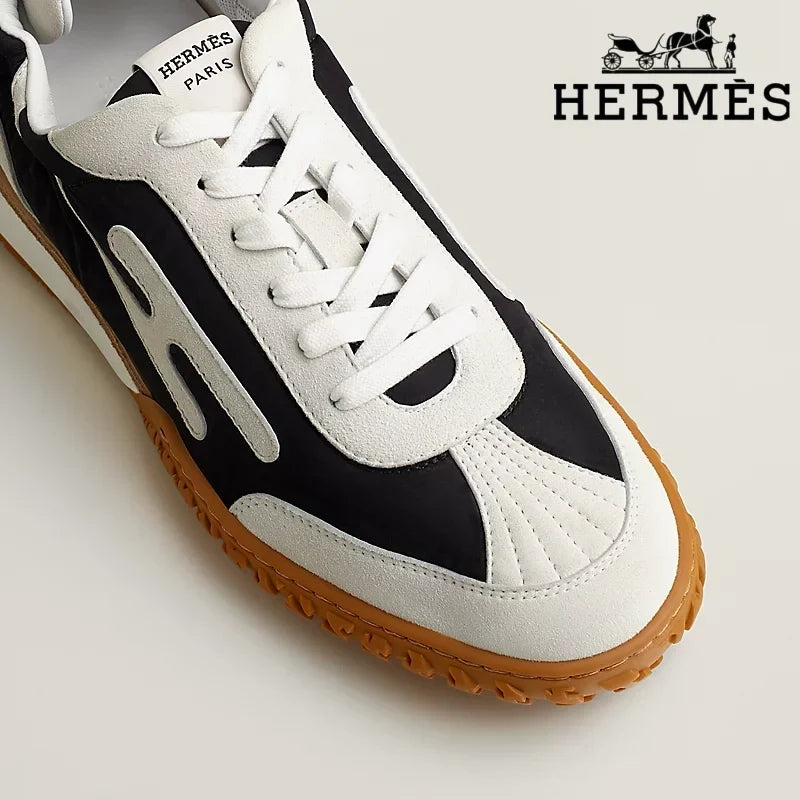 Hermès Black White Suede Sneakers