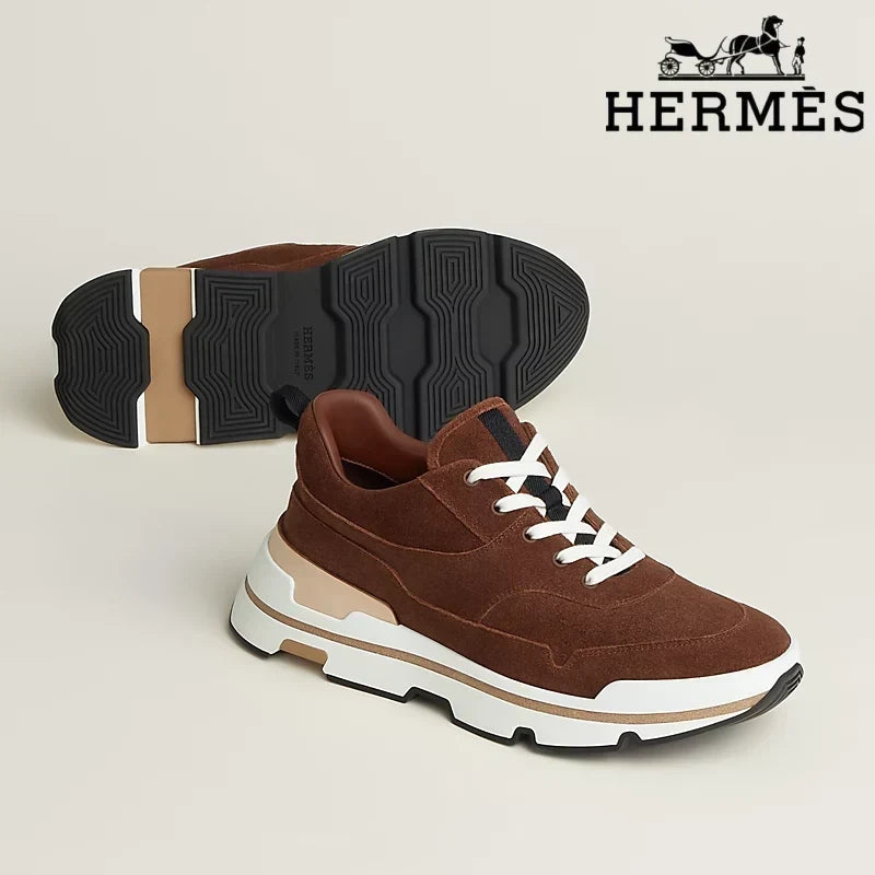 Hermès Brown Suede Platform Sneakers
