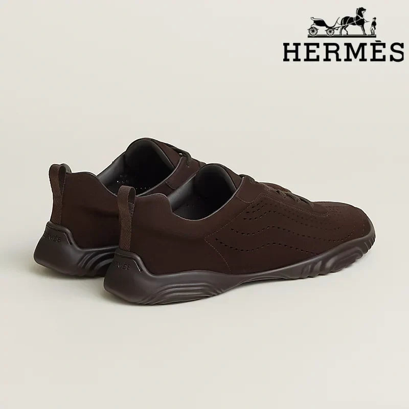 Hermès Dark Brown Perforated Sneakers