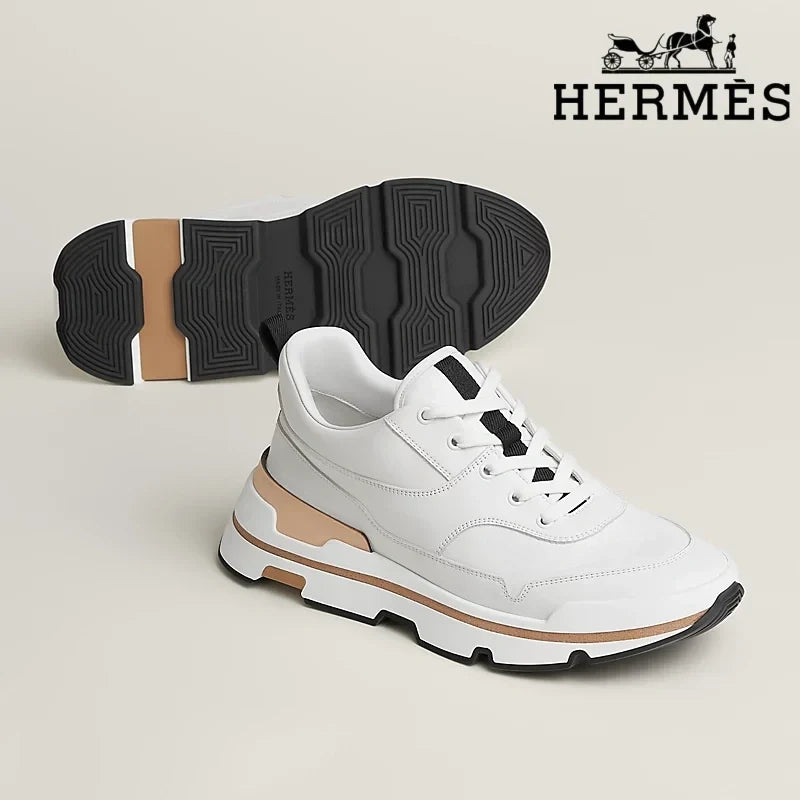 Hermès womens shoes men sneaker White Leather Platform Sneakers