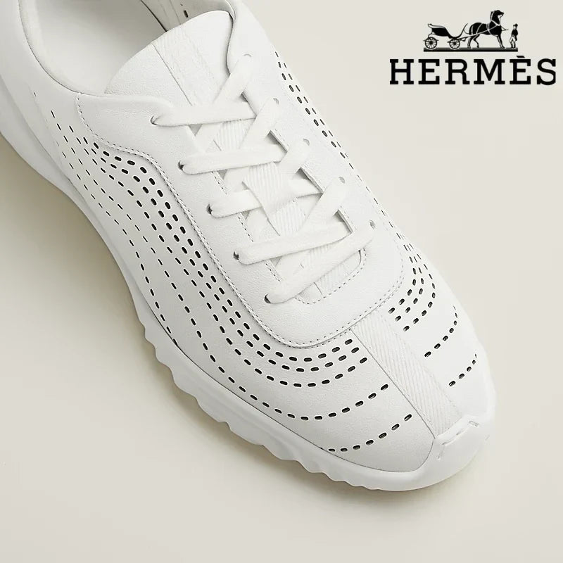 Hermès womens shoes men sneaker White Perforated Leather Sneakers