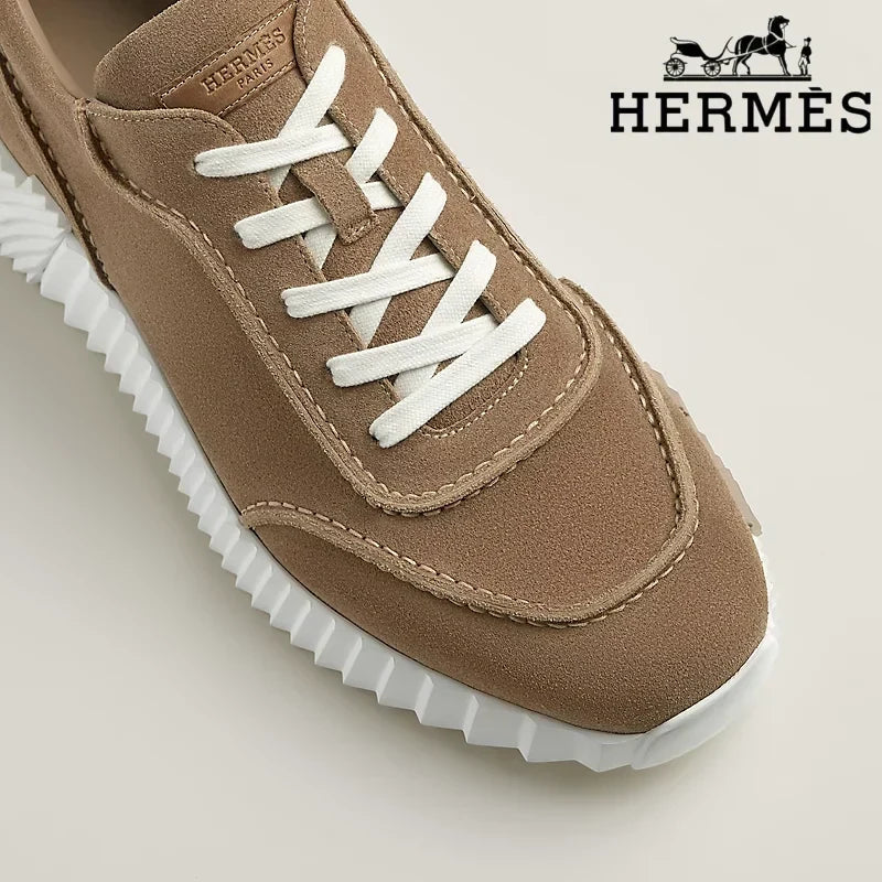 Hermès Brown Suede Ridged Sole Sneakers