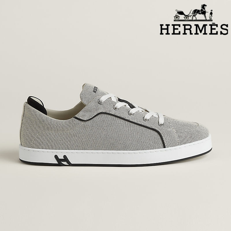 Hermès Grey Canvas Low Top Sneakers