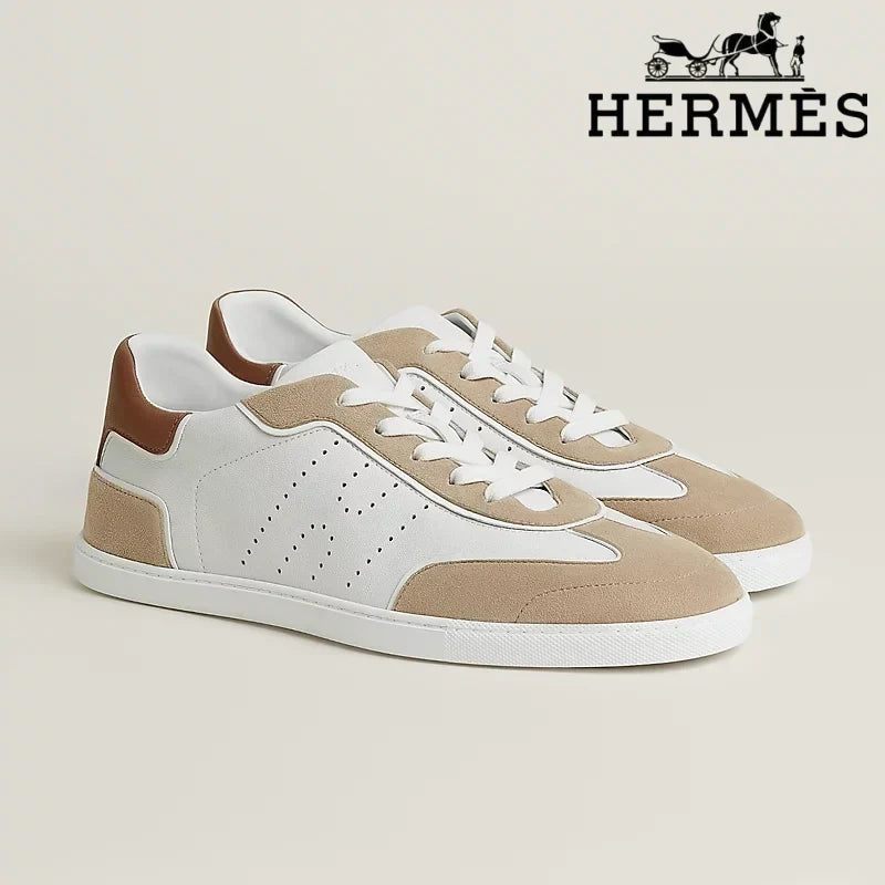 Hermès Boomerang White and Beige Sneaker