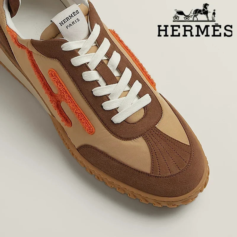 Hermès womens shoes men sneaker Trail Beige Brown Orange Sneaker