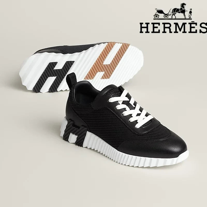 Hermès Black Mesh Leather Bouncing Sneaker