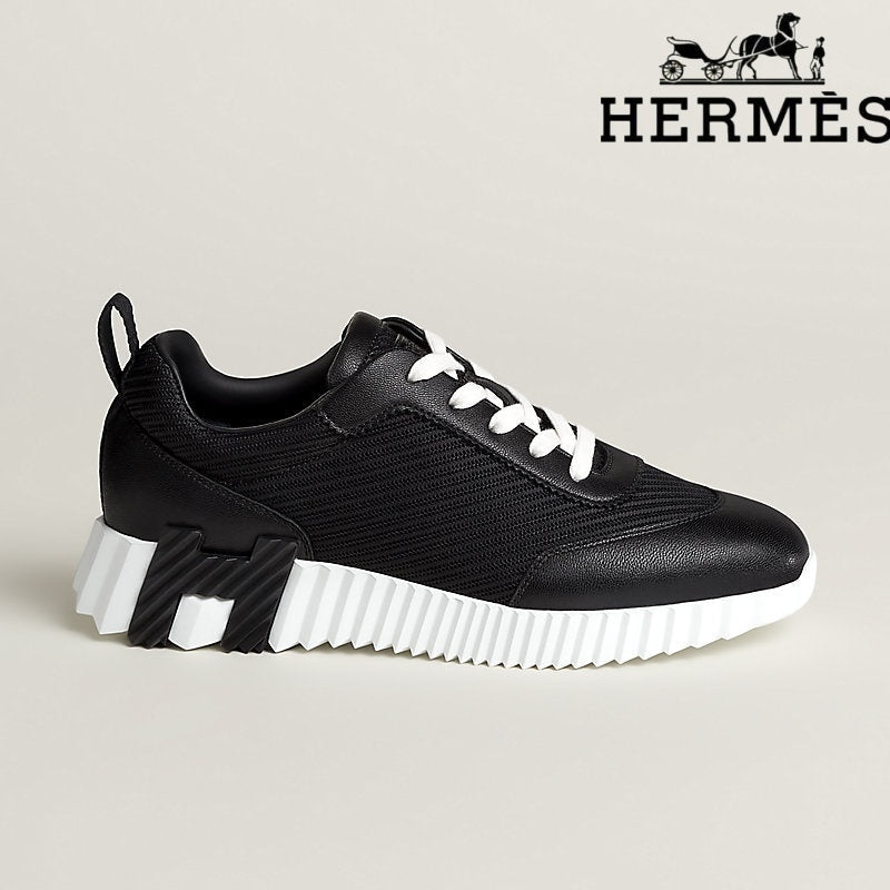 Hermès Black Mesh Leather Bouncing Sneaker