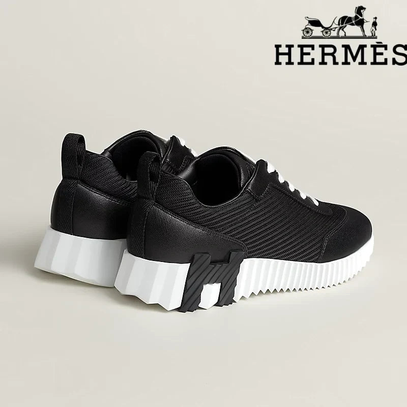 Hermès Black Mesh Leather Bouncing Sneaker