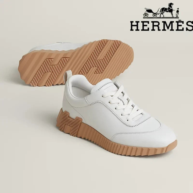 Hermès womens shoes men sneaker White Leather Bouncing Sneaker