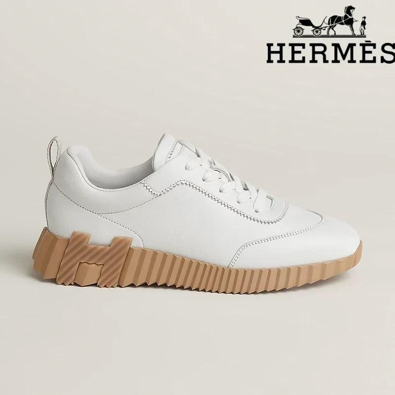 Hermès womens shoes men sneaker White Leather Bouncing Sneaker