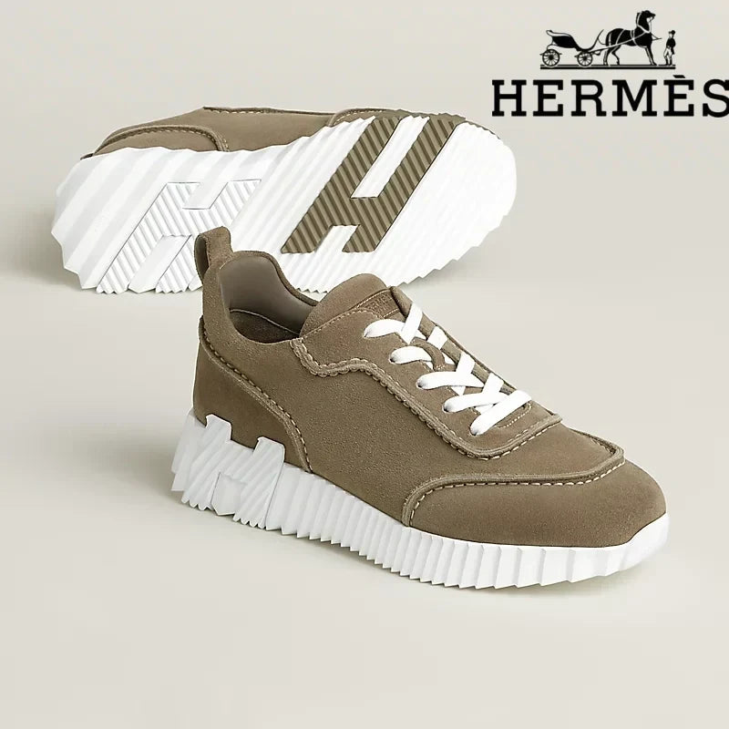 Hermès womens shoes men sneaker Taupe Suede Bouncing Sneaker